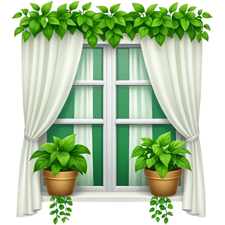 Window with hanging plants + curtain, Apartment Windows. emoji