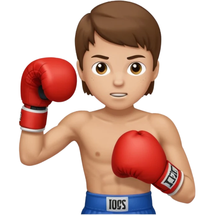 a white kid with brown hair boxing emoji