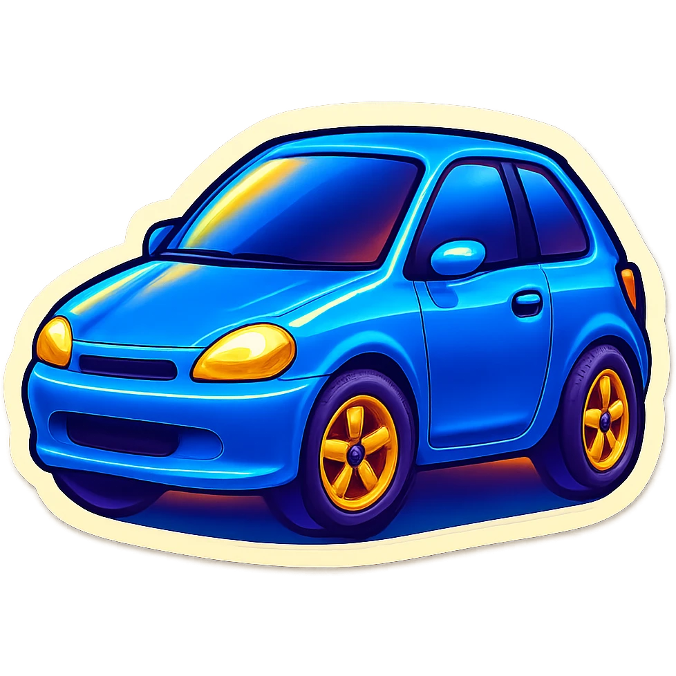Create a blue car emoji in a style similar to the provided car emoji, with no background. emoji