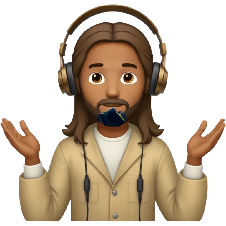 African American Jesus Christ  holding a pair of headphones emoji