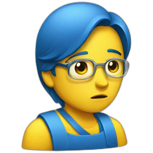 sad person blue and yellow working emoji