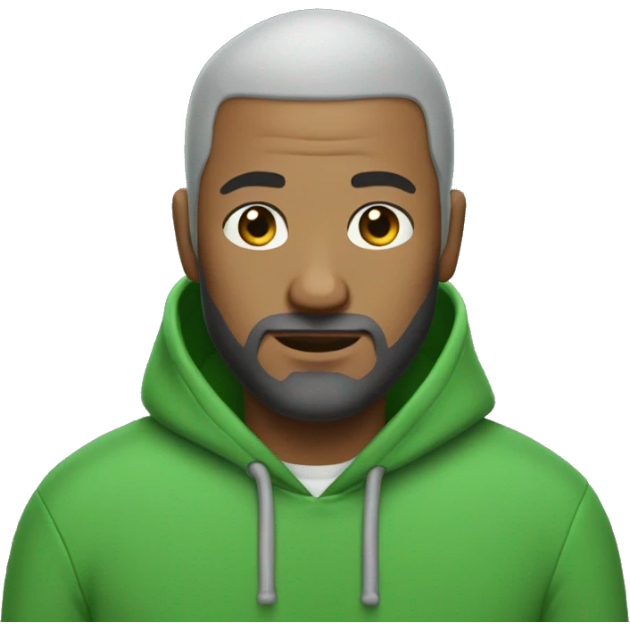 Bald man with beard with a little gray in it wearing green hoodie emoji