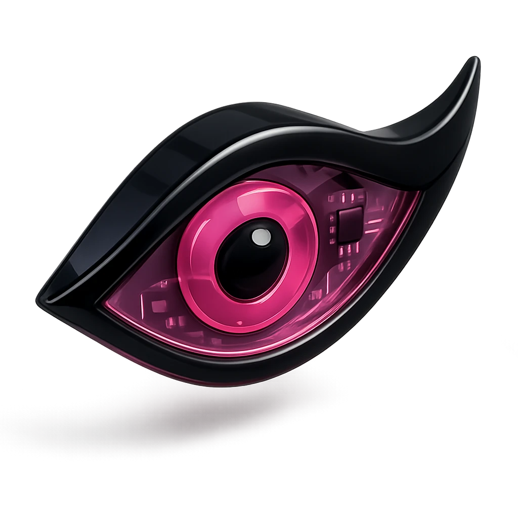 BLACKPINK-inspired gothic eyeliner, shiny and futuristic, black and pink, no hearts emoji