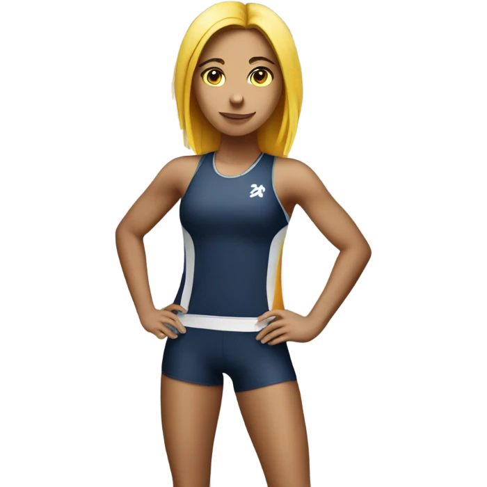 An athlete girl on the background of the letters Mega Mix emoji