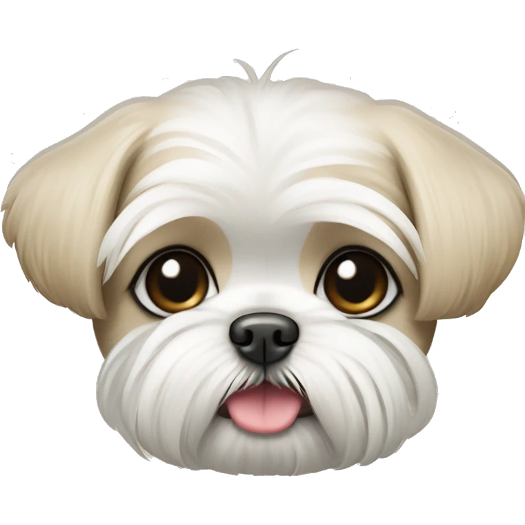 white and beige shih tzu maltese puppy with upright pointy ears emoji