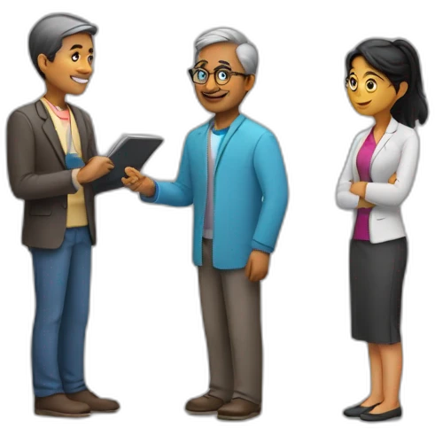 consulting with student and middle aged indian tutor emoji