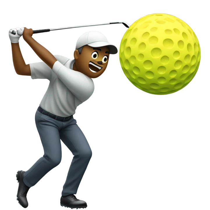 A golfer hitting a window  emoji