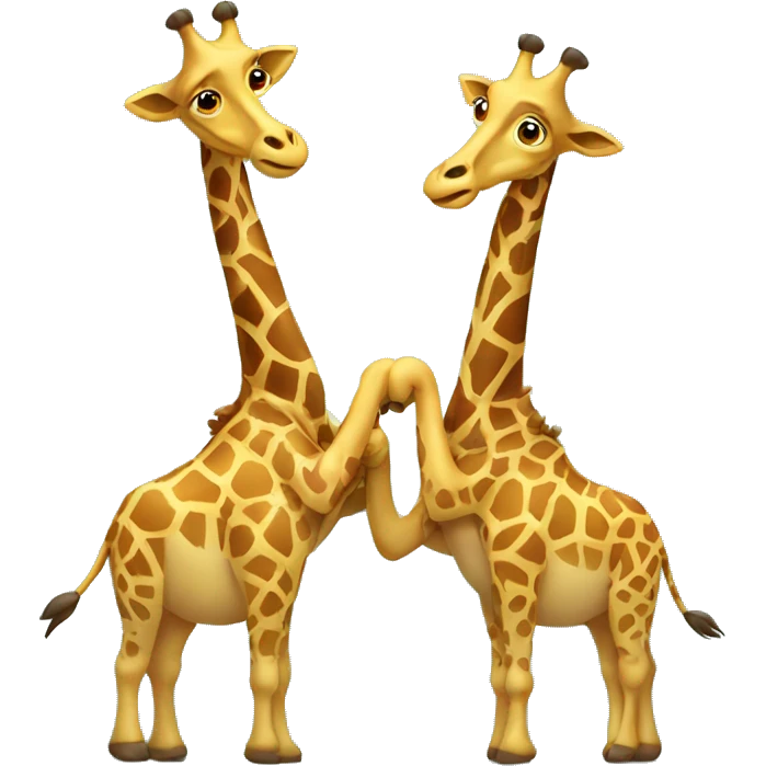 Two giraffes having a swinging neck fight emoji