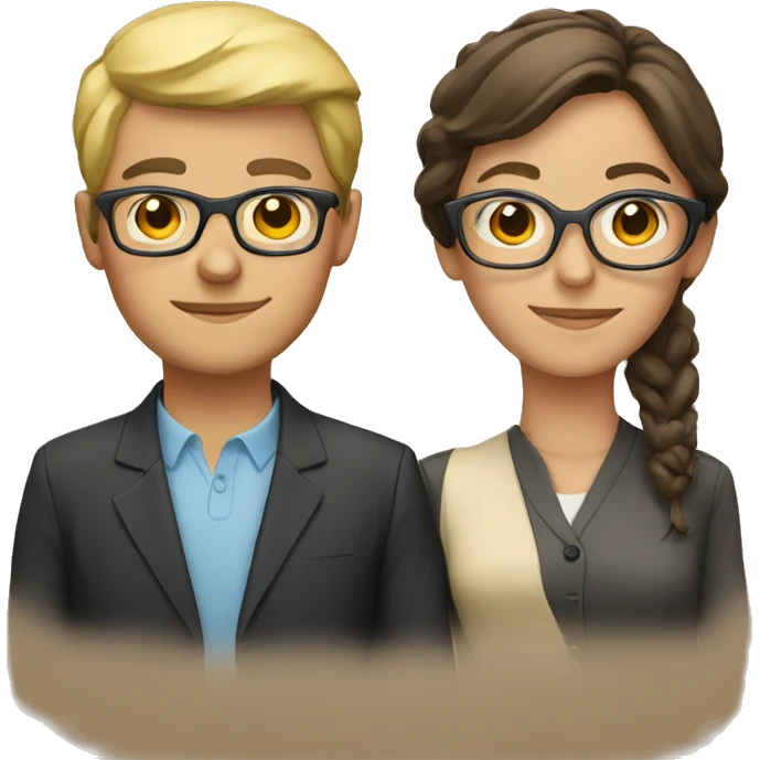 teacher with glasses and bea emoji