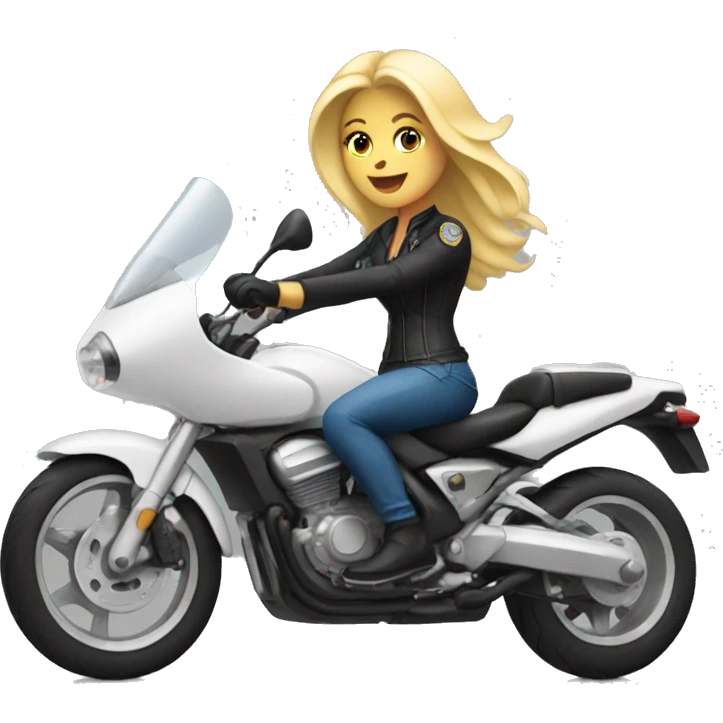 Blonde woman riding motorcycle emoji