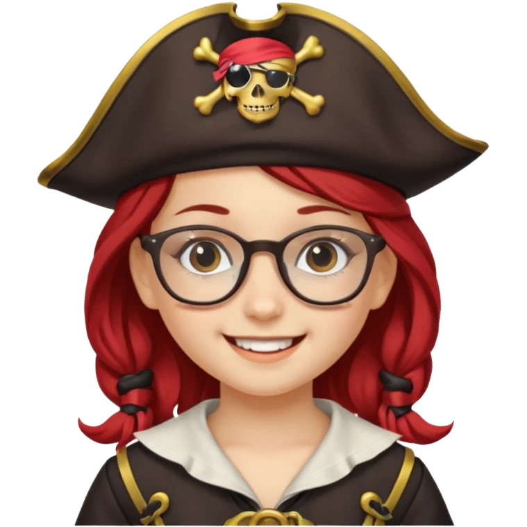 kid girl with pirate costume wearing glasses emoji