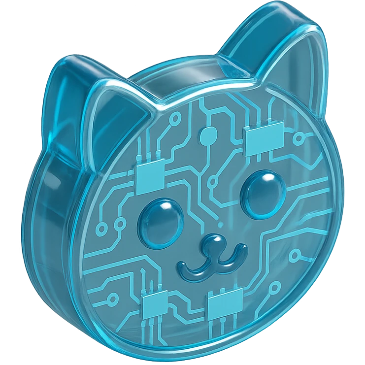 cat icon with glossy circuit style emoji