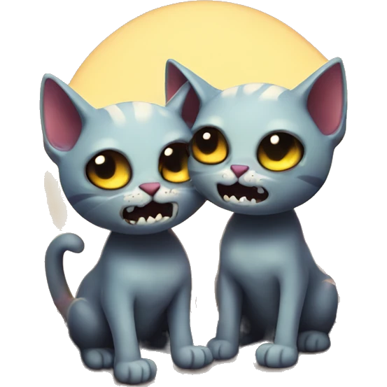 two zombie cats in love coming out of graves emoji