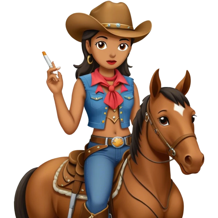 Cowgirl on a horse smoking a cigarette  emoji