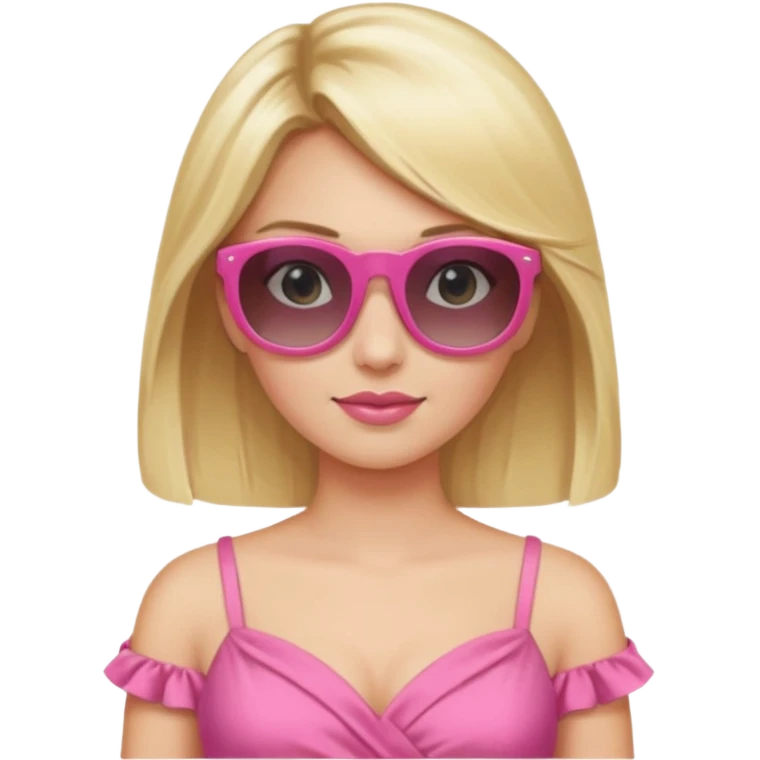 dior women with long blonde hair, pink dress, wear sun glasses emoji
