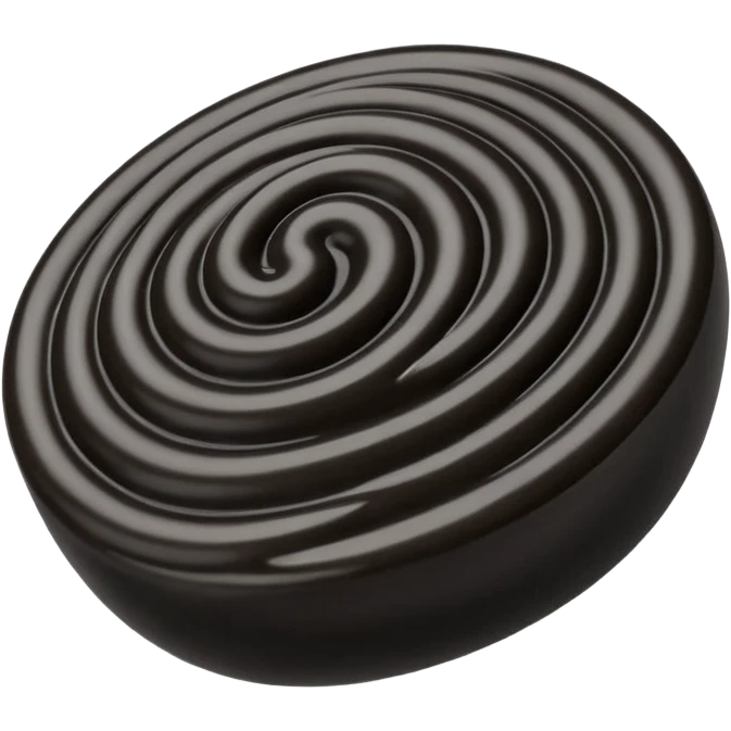 a swirl of black sesame paste, deep black, thick glossy texture, smooth and slightly rippled, rich and opaque, subtle shine, no spoon or jar, apple emoji style, soft lighting, transparent background, emoji scale emoji