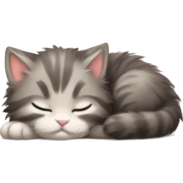 a fluffy kitten sleeping emoji