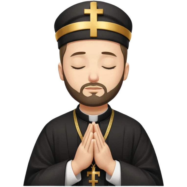 orthodox christian priest with eyes closed, praying emoji
