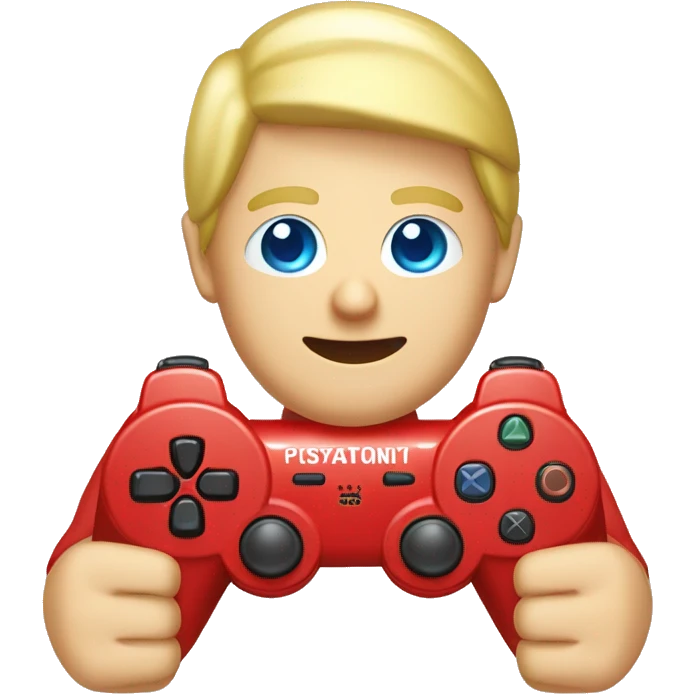 blond guy with blue eyes and hat red playing video games manette playstation nintendo emoji