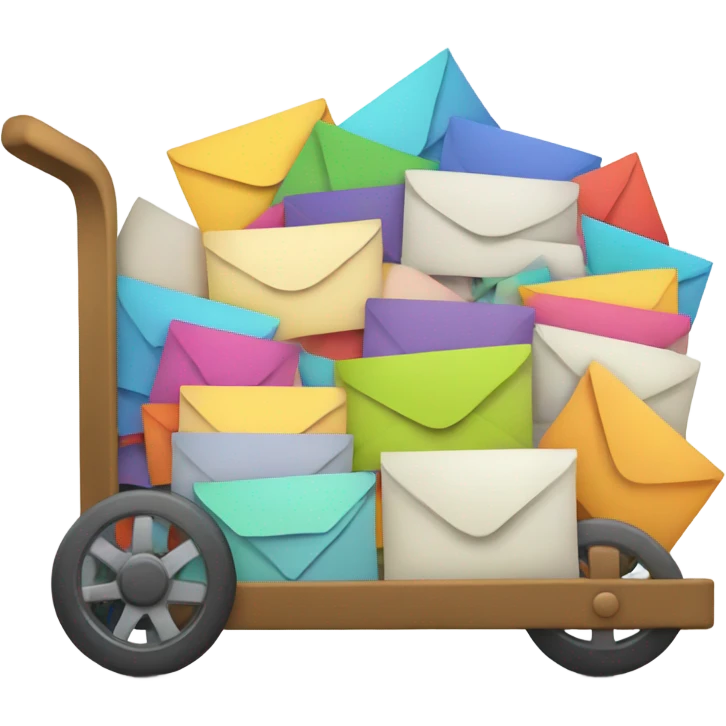 cart full of big enveloppes emoji