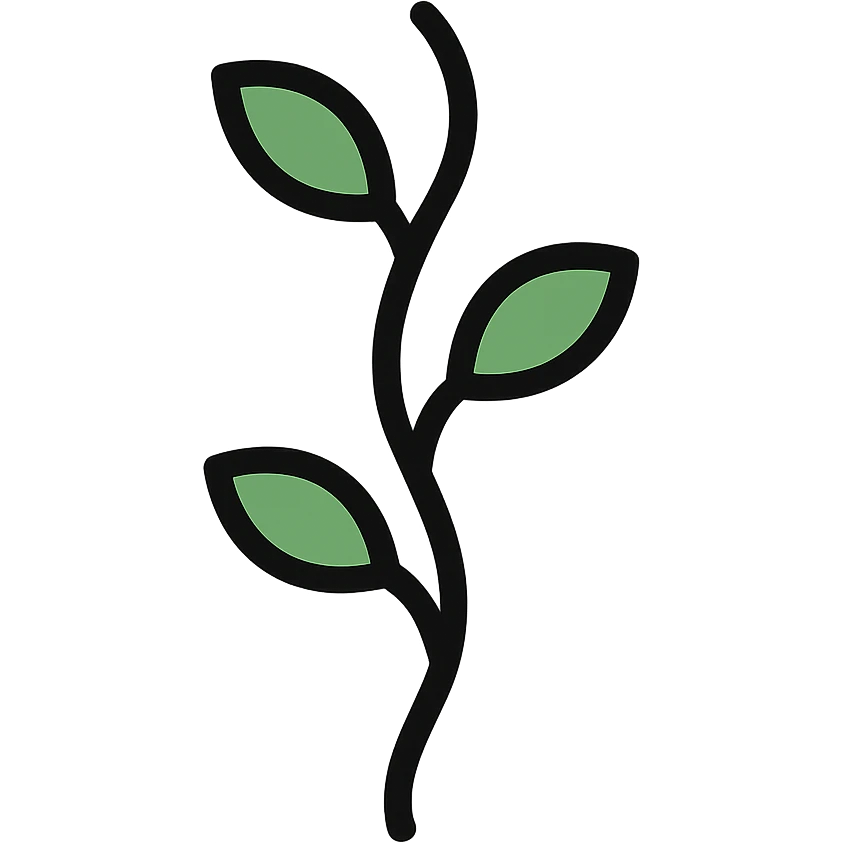 minimal flat icon of a simple green beanstalk stalk with a few leaves emoji
