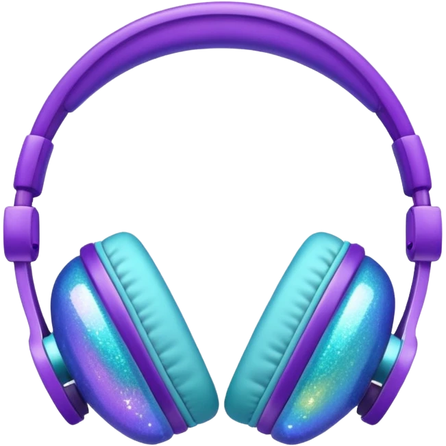 Glitter Purple and Cian headset emoji