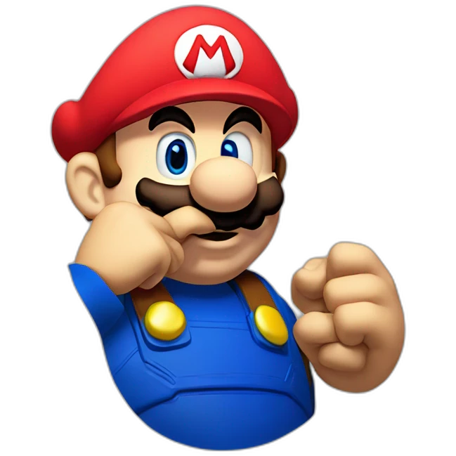 MARIO BROS hand over mouth emoji