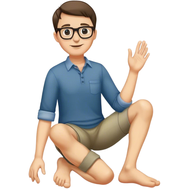 man with glasses with feet for hands emoji
