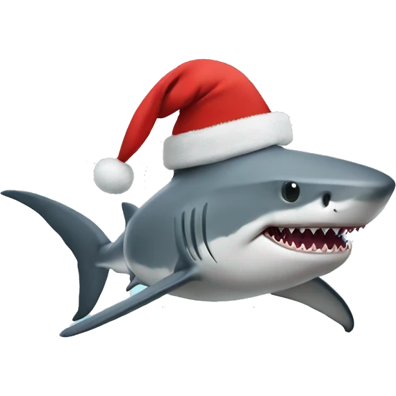 shark with christmas hat on emoji