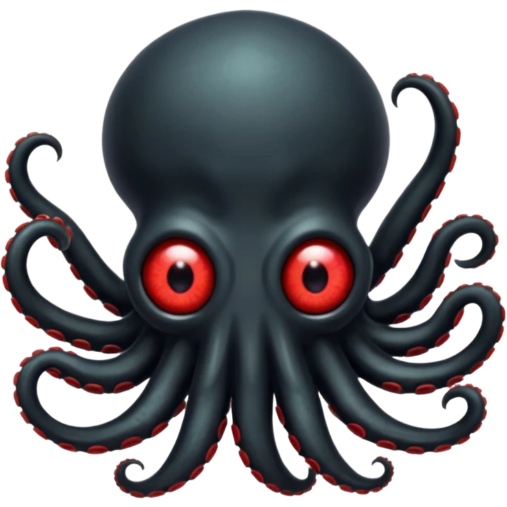 black tentacled creature with a large red eye and clawed tips, dynamic pose, emoji style emoji