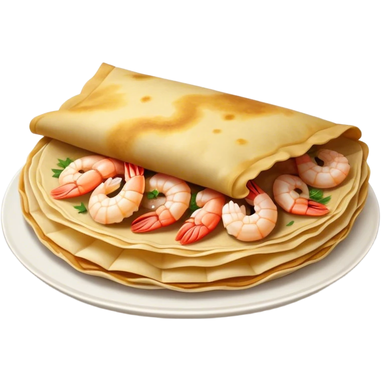 Bánh Xèo Cinematic Realistic Bánh Xèo Dish Emoji, depicted as a crispy, folded crepe filled with shrimp and pork, rendered with dynamic textures and vibrant, appetizing lighting. emoji