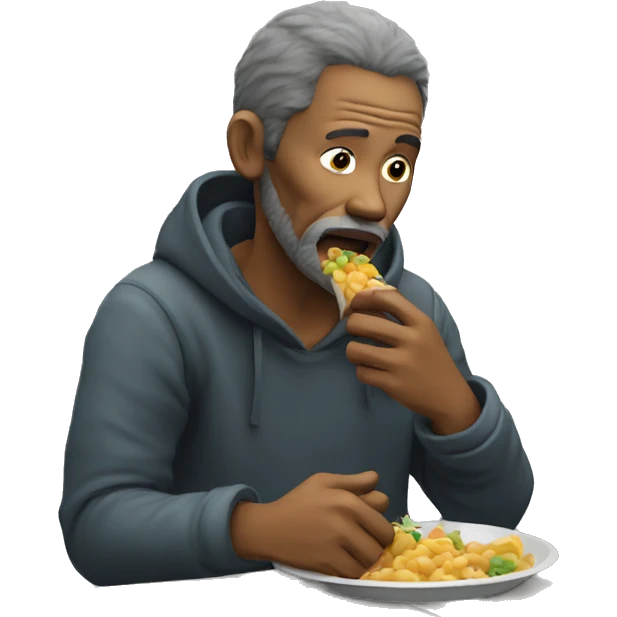 Homeless man eating emoji