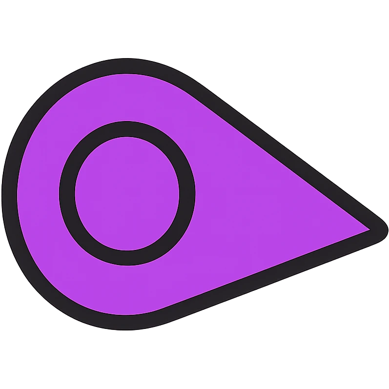 Rotate the purple pin 90 degrees clockwise, keep the color outline style with no background. emoji