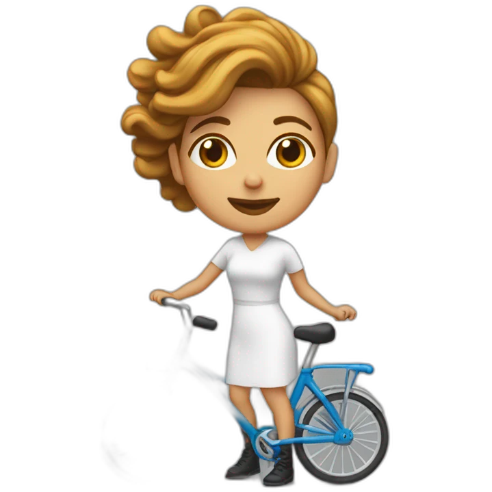 mujer con el pelo color blanco cayéndose de una bicicleta emoji