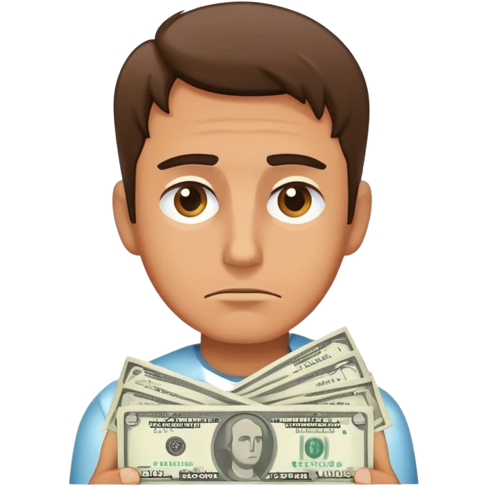 Sad man giving cash emoji