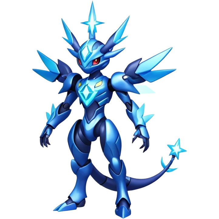 Shiny Futuristic Celestial Fakemon-Pokemon-Digimon-Spectrobes-fusion, full body emoji