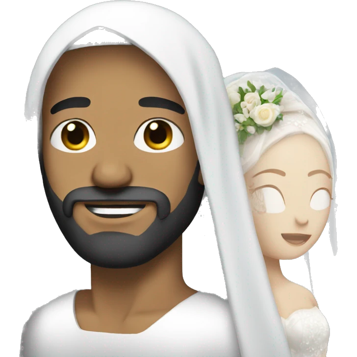 white man with beard and bride veil emoji