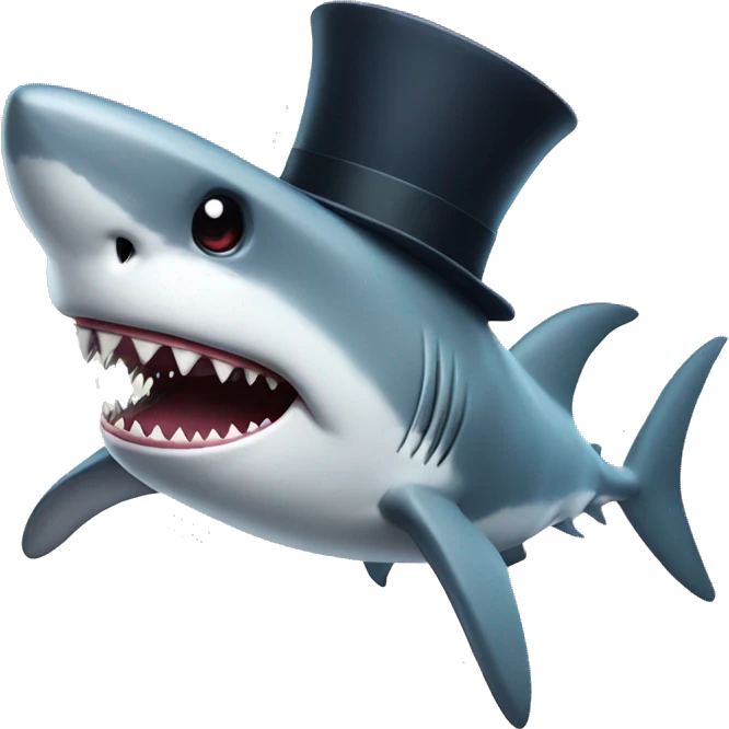 Shark with a top hat emoji