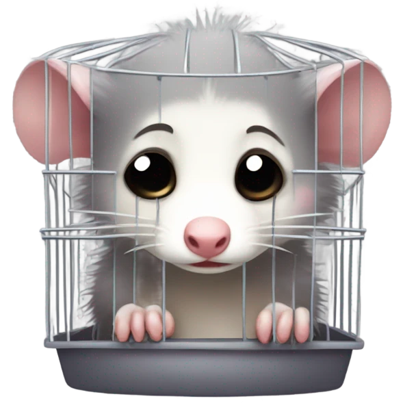 Sad Opossum in a cage emoji