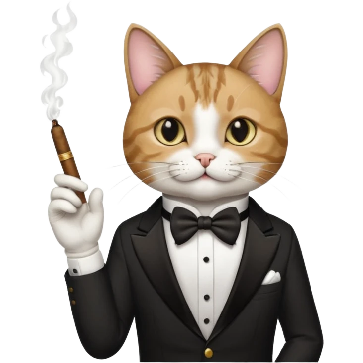 A cat in the black suite with a cigar in a paw with the other paw in the "classic" hand gesture. emoji