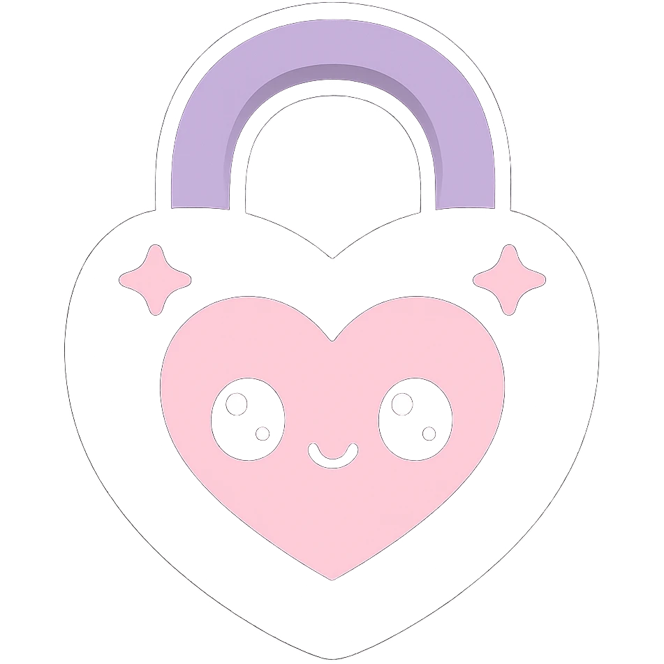 gothic lock, black and pink, kawaii style emoji