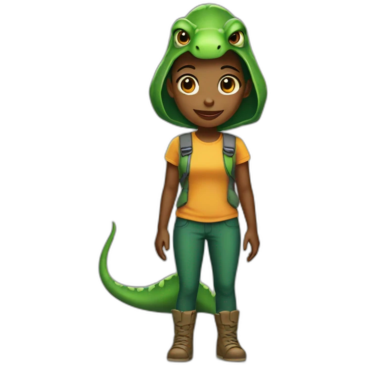 Black girl in dinosaur costume  emoji