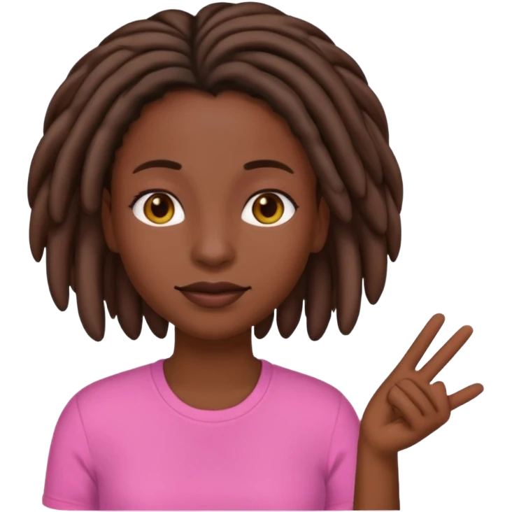 darkskin female women emoji with short locs pink shirt emoji