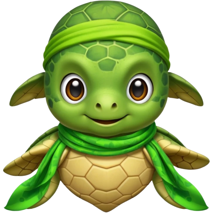 cute sea turtle wearing a lime pirate scarf emoji