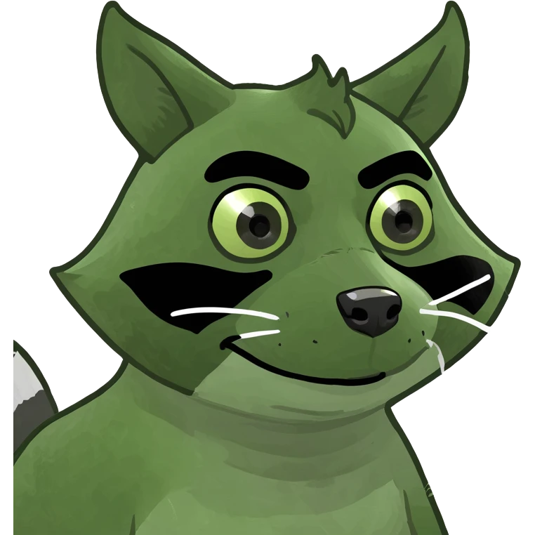 A shopping devil raccoon with horns emoji