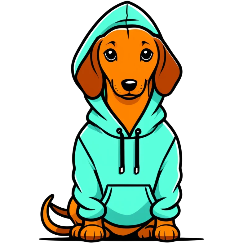 Dachshund wearing a hoodie emoji