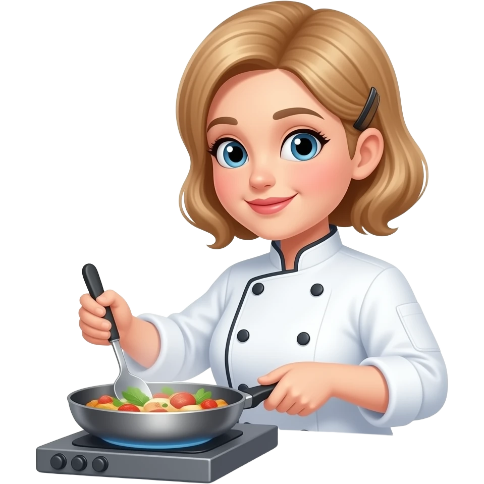 female chef with light brown hair cooking a little fatter emoji
