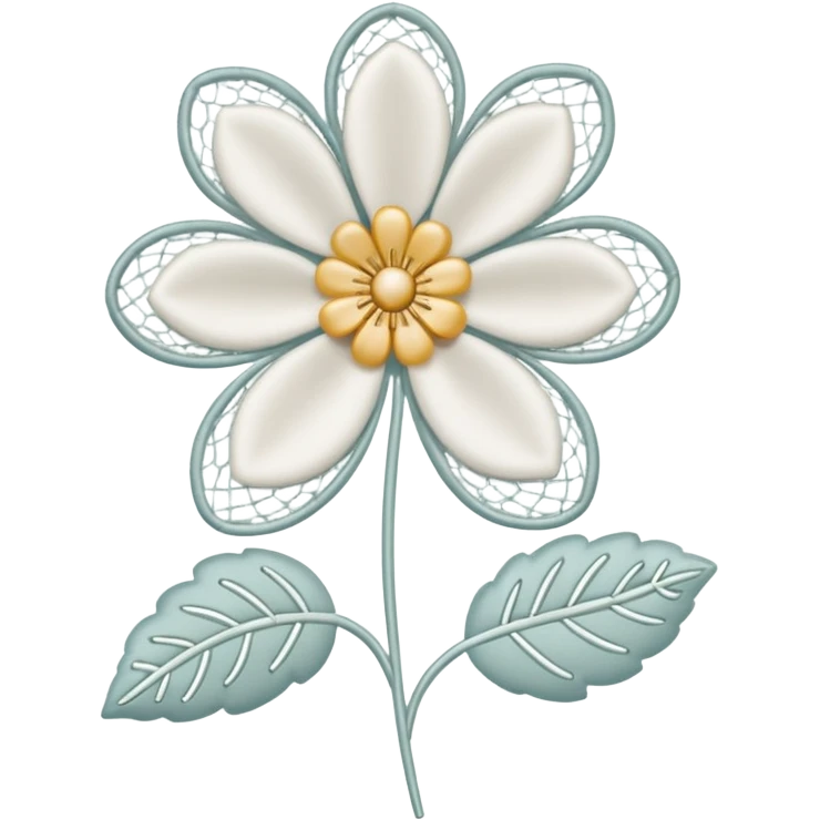 needle and thread forming a lace flower emoji