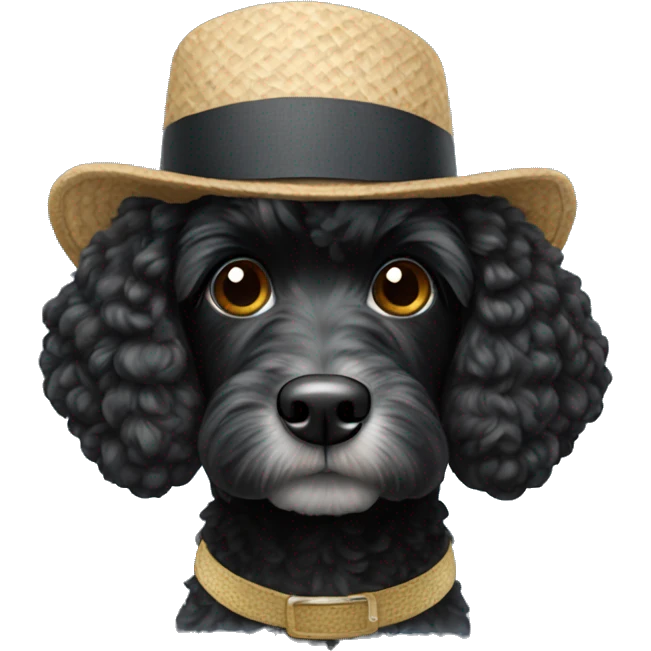 Black cockapoo wearing a hat emoji