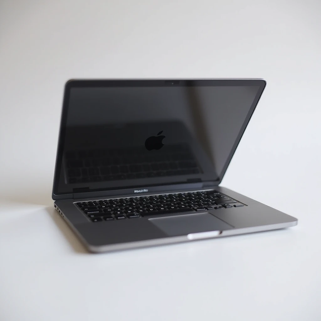 space gray MacBook Pro M1, realistic, modern, minimal background emoji